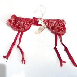 NWT Victoria's Secret VERY SEXY? Garter Belt S/XS Red Ruby Rhinestone Lacey Y2K